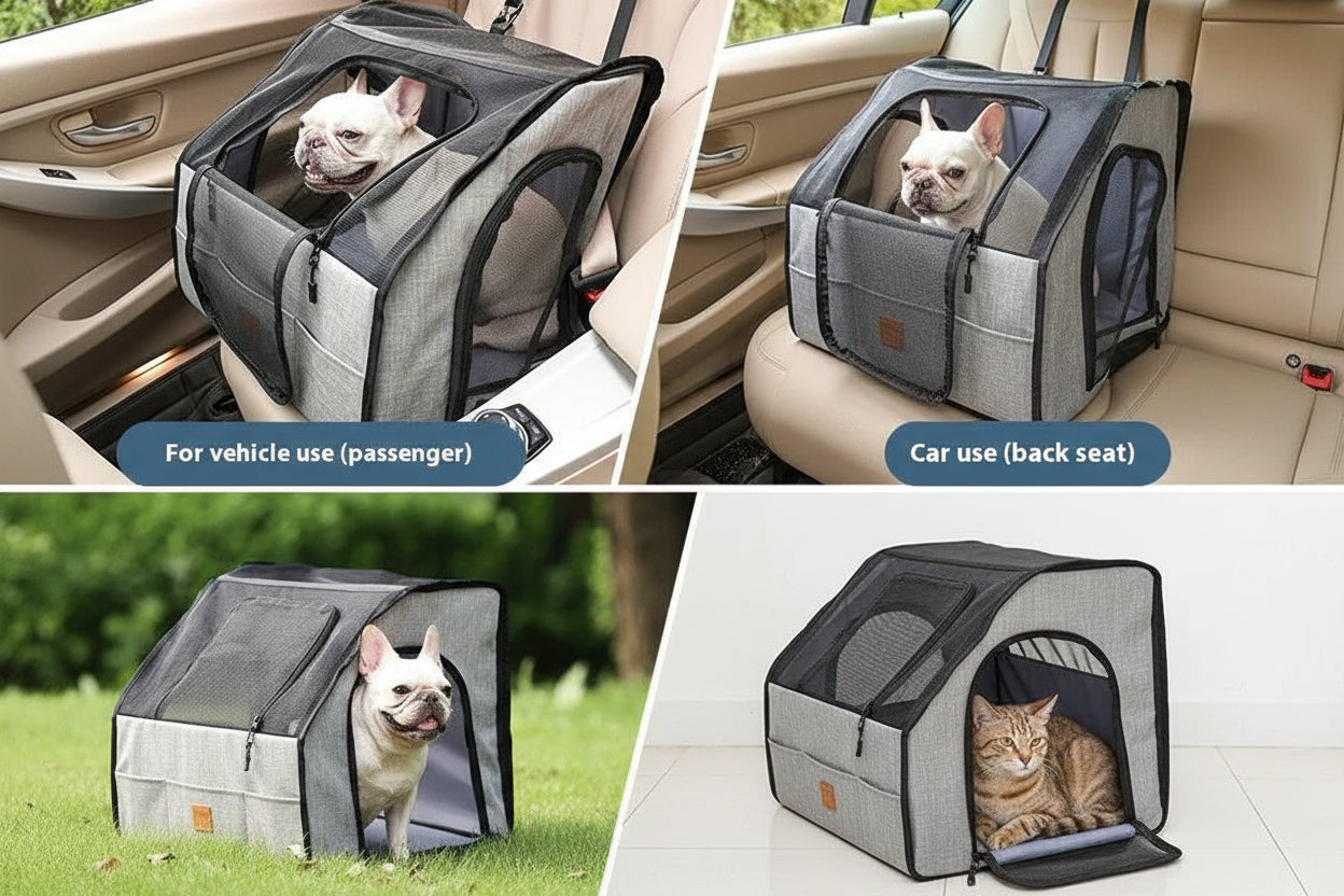 Portable Foldable Car Pet Cage - Trendora