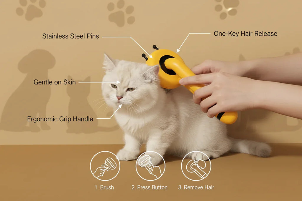 Bee Shaped Cat Grooming Comb - Trendora