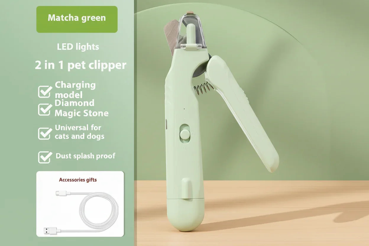 2‑in‑1 Pet Nail Clippers with LED Light - Trendora