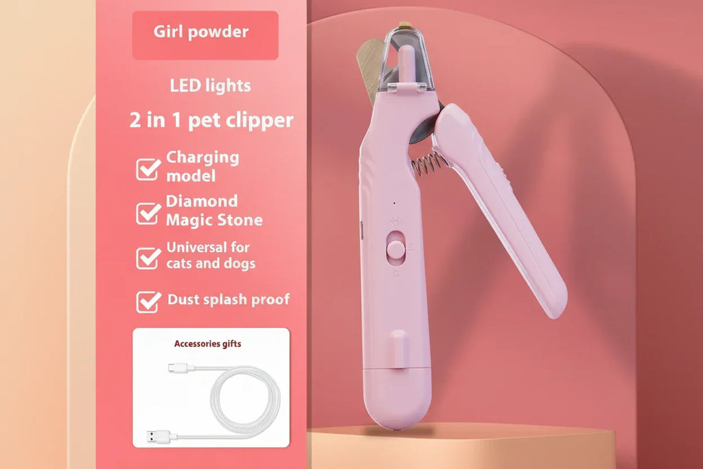2‑in‑1 Pet Nail Clippers with LED Light - Trendora